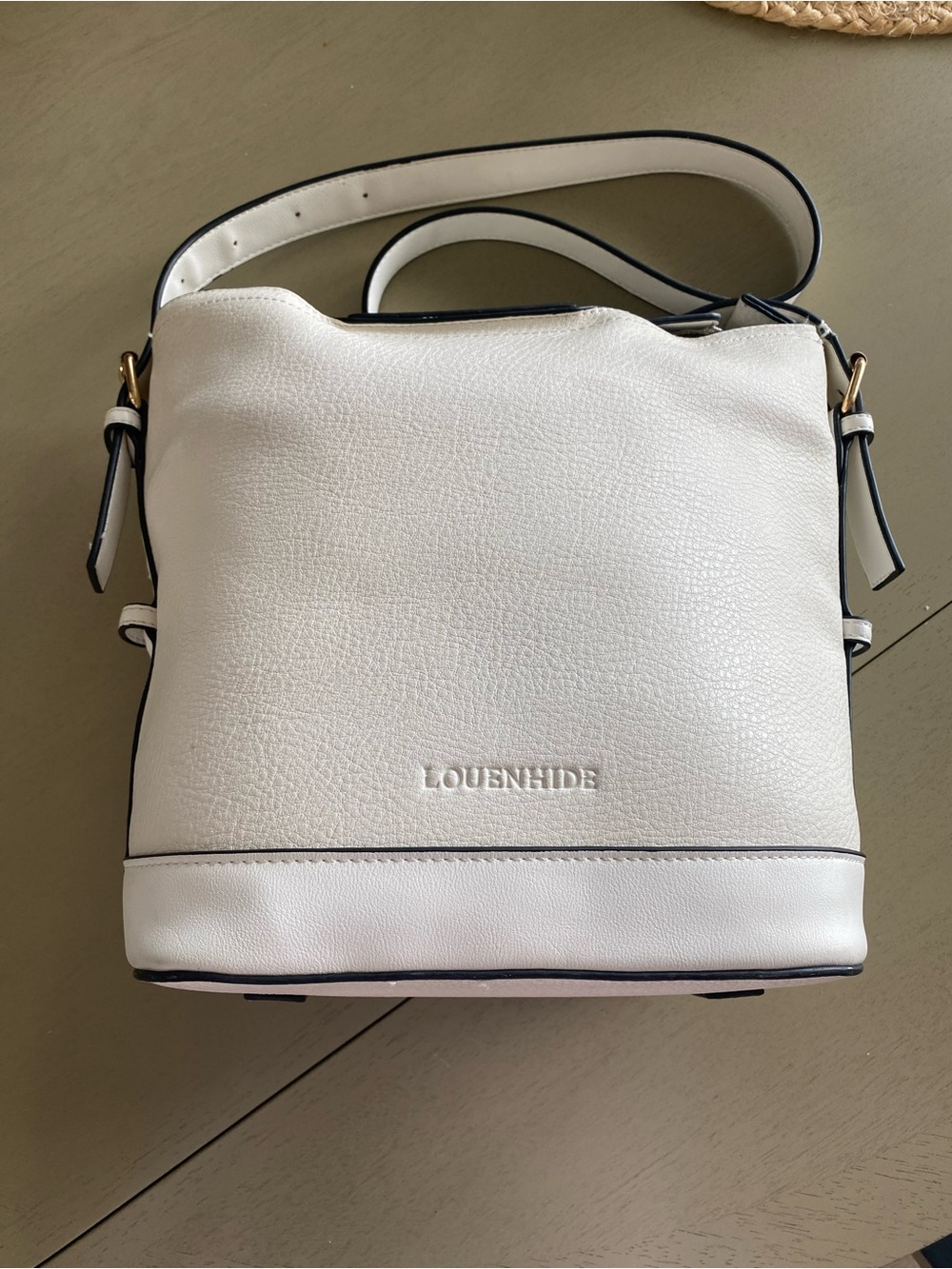 Lounnhide White Pebbled Leather Crossbody Bag